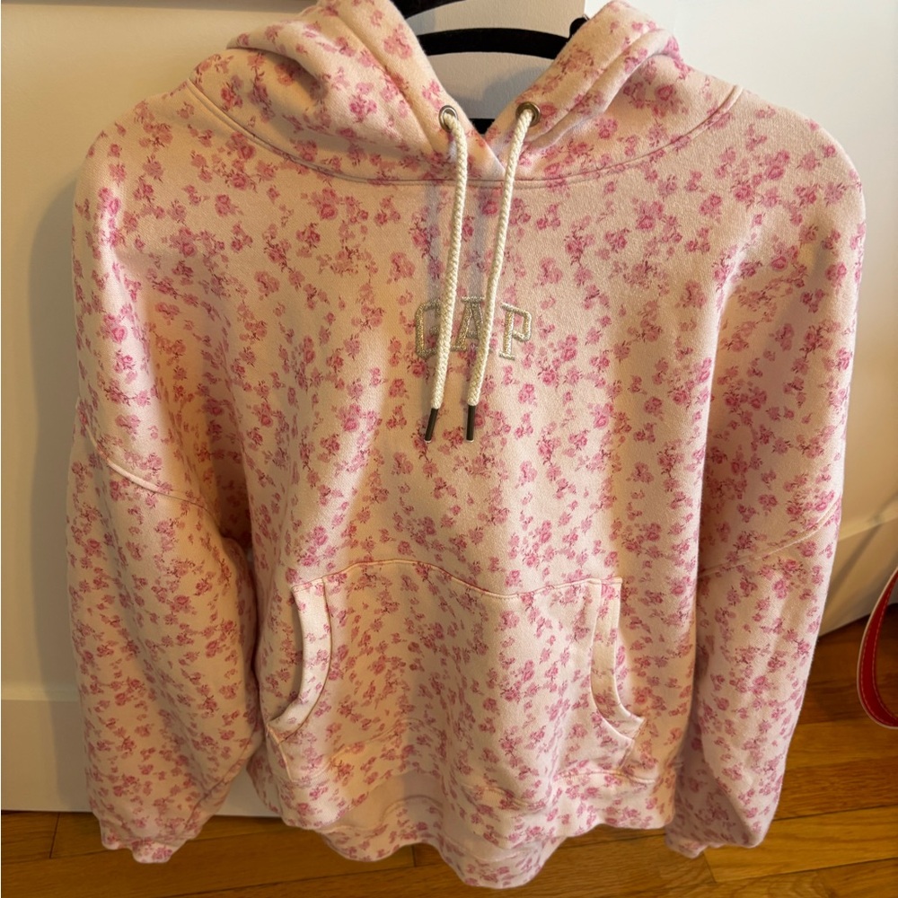 Gap X LoveShackFancy Cropped Floral Logo Hoodie Small - Picture 6 of 10